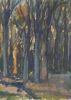 Watercolor Painting of a Forest