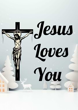 Jesus Loves You Winter Scene