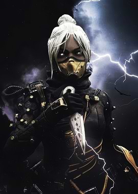 Warrior with Knife in Storm