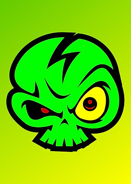 Green Skull Cartoon Graphic