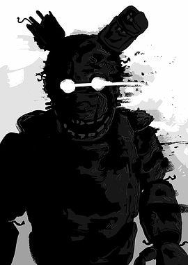 Springtrap Black and White Digital Art