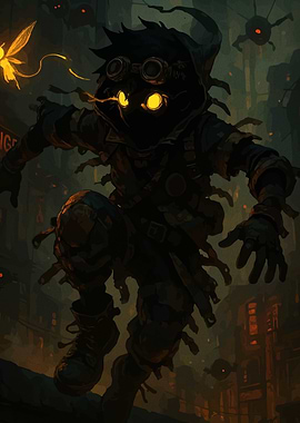 Steampunk Hooded Figure with Fairy