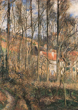 Impressionist Forest Landscape with Buildings