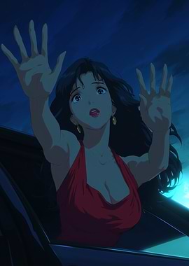 Anime Woman in Red Dress