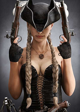 Pirate Woman with Flintlock Pistols