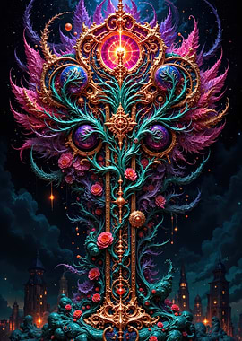 Ornate Fantasy Structure with Floral Elements