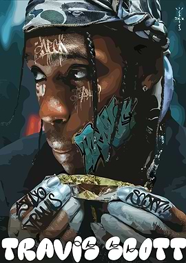 Travis Scott Portrait with Graffiti Elements