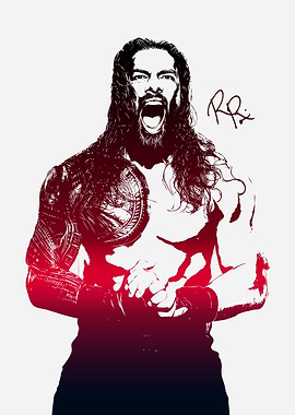 Roman Reigns Illustration with Signature