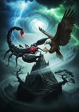 Eagle Scorpion Stormy Landscape