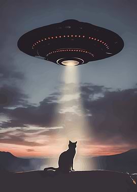 Cat and UFO at Sunset