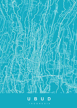 Ubud, Indonesia Map Art Print