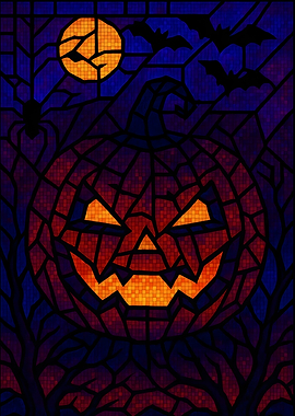 Halloween Pumpkin Stained Glass