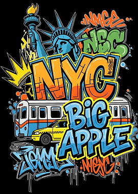 NYC Graffiti Art with Statue of Liberty