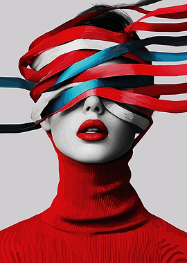 Woman with ribbons, digital art