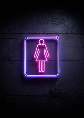 Neon Woman Restroom Sign