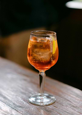 Refreshing Aperol Spritz Cocktail on Wooden Table