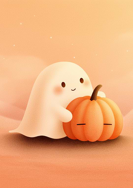 Cute Ghost Hugging Pumpkin