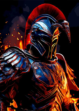 Armored Warrior with Red Plume