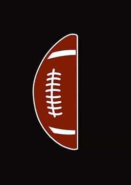 Half Football on Black Background