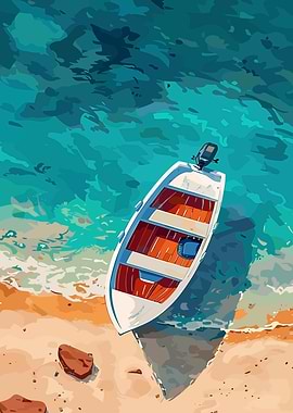 Boat on the Beach Digital Art