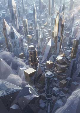 Crystal Cityscape in the Clouds