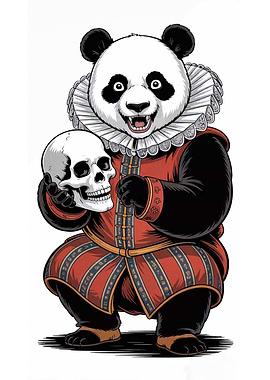 Panda Hamlet with Skull