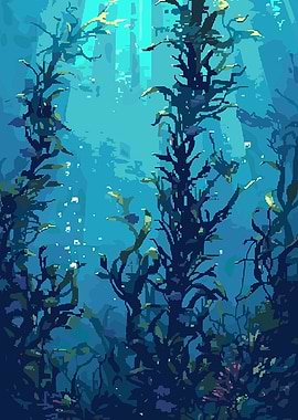 Underwater Kelp Forest Pixel Art