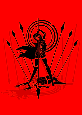Red and Black Warrior Illustration