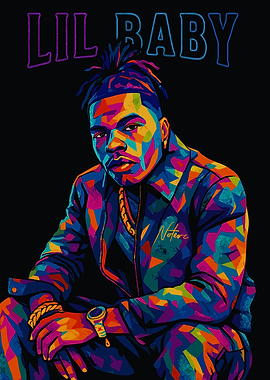 Lil Baby Colorful Portrait