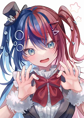 Anime Girl with Red and Blue Hair