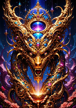 Ornate Golden Dragon with Gemstones