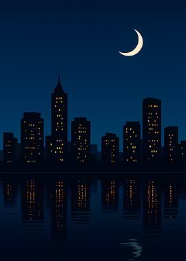 Night Cityscape Reflection