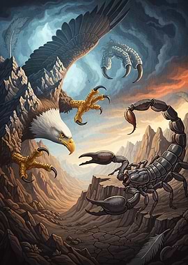 Eagle versus Scorpion Desert Landscape