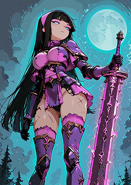 Anime Warrior Girl with Sword