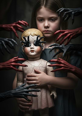 Creepy Doll and Girl Surrounded