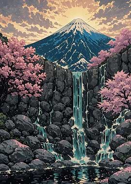 Mount Fuji and Cherry Blossoms Sakura Japan Landscape