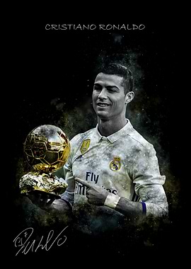 Cristiano Ronaldo with Ballon d'Or Trophy