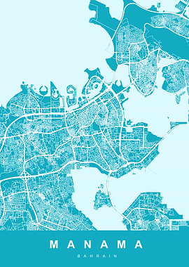 Manama, Bahrain City Map Art