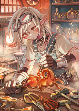 Glassblower Elf Working on Glass Animal