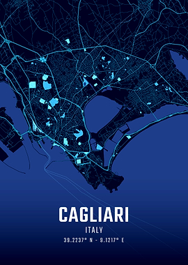 Cagliari Midnight City Map