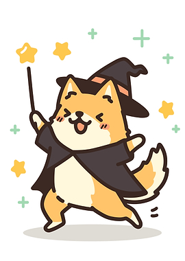 Cute Shiba Inu Witch Illustration