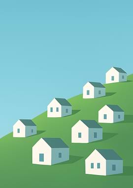 Minimalist Houses on a Hill