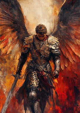Winged Warrior in Armor with Sword