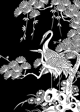 Elegant Cranes in Black and White