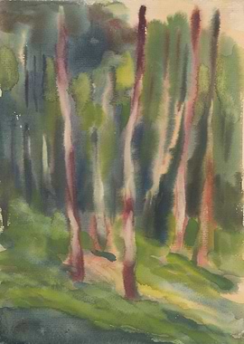 Watercolor Forest Landscape Painting