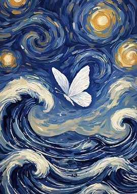 Butterfly in Van Gogh Style Painting