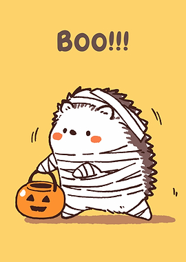 Cute Halloween Hedgehog Mummy Illustration