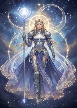 Celestial Elf Warrior with Magic Staff