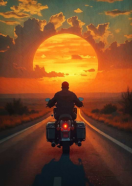 Motorcycle Ride Sunset
