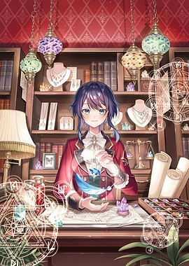 Anime girl in jewelry shop